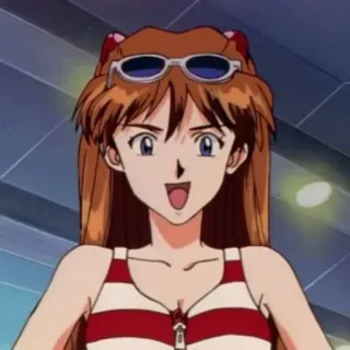❤️ Asuka Langley Sohryu Neon Genesis Evangelion anime, cartoon, character, female, orange hair, evangelion telegram sticker