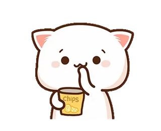 🍿 Chips gatto, snack, patatine, carino, kawaii telegram sticker