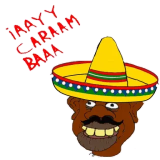 🍉 ¡AAYYY CARAMBAAAA! мексиканский, стереотип, сомбреро, мексика, карикатура telegram sticker