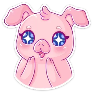 🤩 schwein, tier, niedlich, kawaii, aufkleber, rosa telegram sticker