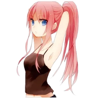 😍 anime, chica, pelo rosa, coleta, dibujos animados, mujer telegram sticker