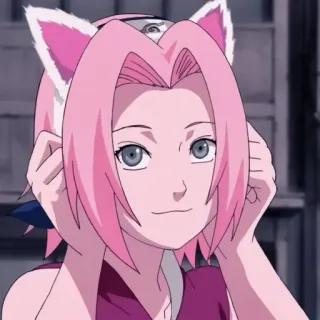 🌸 Sakura Haruno Naruto anime, sakura, haruno, ninja, cat ears telegram sticker