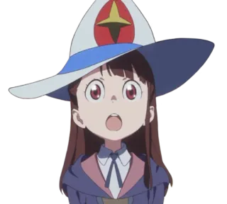 😲 Atsuko Kagari Little Witch Academia Anime, Wiedźma, Magia, Dziewczyna, Kreskówka, Postać telegram sticker