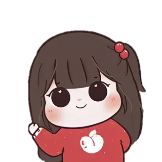 ☀️ Kartun, Lucu, Gadis, Chibi, Apel, Kawaii whatsapp sticker