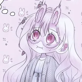 🍥 Аниме, Кролик, Милый, Каваий, Девушка, Мультфильм telegram sticker