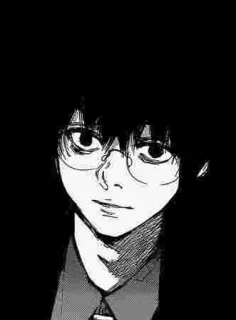 ❤️ anime, manga, glasses, sketch, black and white, portrait whatsapp sticker