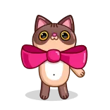 💐 chat, mignon, nœud, animal, autocollant whatsapp sticker
