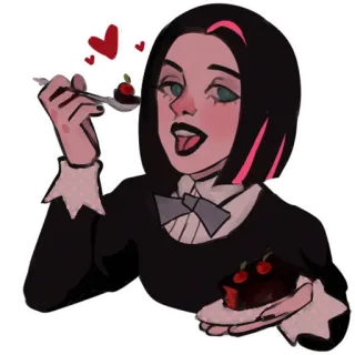 🍰 mulher, bolo, sobremesa, desenho animado, comida, cereja telegram sticker