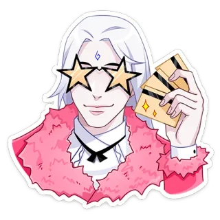 😝 ตัวละคร, อนิเมะ, คน, ยิ้ม, แว่นตา, ดาว telegram sticker