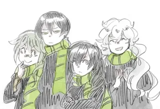 🧣 cartone animato, anime, amicizia, gruppo, illustrazione telegram sticker
