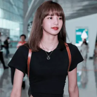 🐚 Lisa Лиса, K-поп, Айдол, Blackpink, Знаменитость, Мода в аэропорту telegram sticker