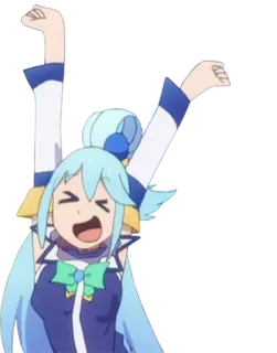 😆 Aqua Anime, Personagem, Fofo, Cabelo azul telegram sticker
