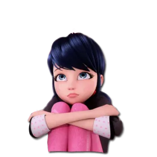 😔 Marinette Dupain-Cheng Miraculous: Tales of Ladybug & Cat Noir desenho animado, menina, fofo, Miraculous Ladybug, Marinette, fanart, personagem telegram sticker