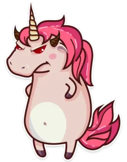 😡 unicórnio, bravo, desenho animado, adesivo, animal, mítico, rosa whatsapp sticker