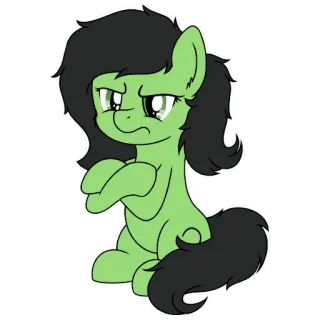 😒 小马, 卡通, 绿色, 可爱, 动物 telegram sticker