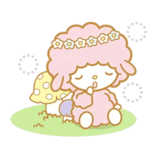 😪 овца, милый, животное, мультфильм, венок из цветов, ягненок whatsapp sticker