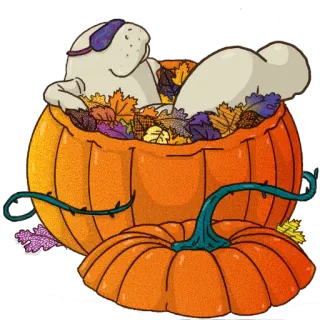 🍂 Хэллоуин, тыква, листья, осень, собака, сезонный whatsapp sticker