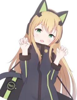 😍 anime girl, cat ears, cute, cartoon, sticker, kawaii whatsapp sticker