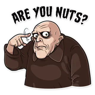 🙄 Uncle Fester The Addams Family ARE YOU NUTS? Tío Lucas, Familia Addams, loco, TV, dibujos animados telegram sticker