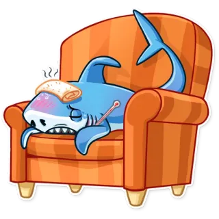 🤒 акула, больной, больной, простуженный, мультик, анимированный telegram sticker