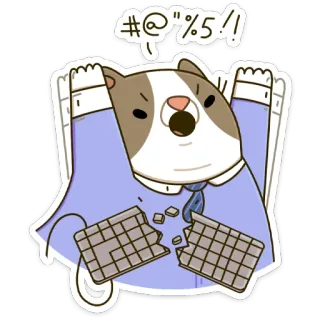 🤬 #@"%5!! angry, frustrated, keyboard, broken, swear words, cat whatsapp sticker