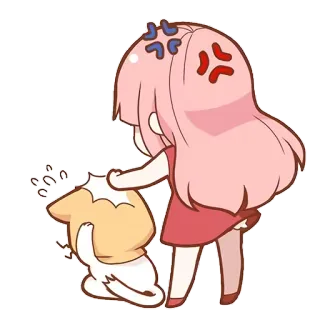 😒 rabbia, anime, cartone animato, carina, ragazza, cuscino, arrabbiato telegram sticker