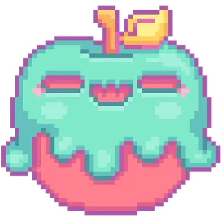 🍎 táo, trái cây, dễ thương, pixel art, kawaii, đồ ăn telegram sticker