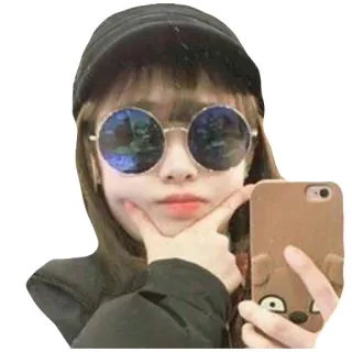 😎 Selfie, Gadis, Kacamata hitam, Potret whatsapp sticker