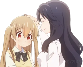 🤚 Anime, Słodkie, Dziewczyny, Klepanie po głowie, Uczucie, Przyjaźń whatsapp sticker