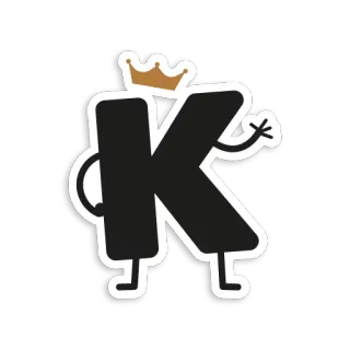 👑 letter K, cartoon, crown, character, alphabet, mascot telegram sticker