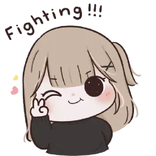 🥺 Fighting!! Anime, Dziewczyna, Słodkie, Kawaii, Walka, Gest, Pokój, Mrugnięcie telegram sticker