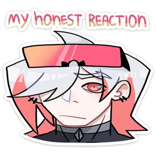 😐 my honest reaction reactie, uitdrukking, anime, kunst, digitale kunst telegram sticker