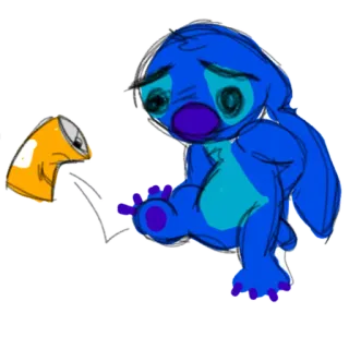 😔 Stitch Cartone animato, Triste, Lasciato/a, Alieno, Esperimento 626, Disney telegram sticker