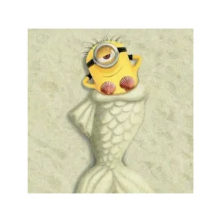 👙 Minion Minion, Dessin animé, Sirène, Coquillages, Mignon, Drôle, Personnage, Jaune telegram sticker