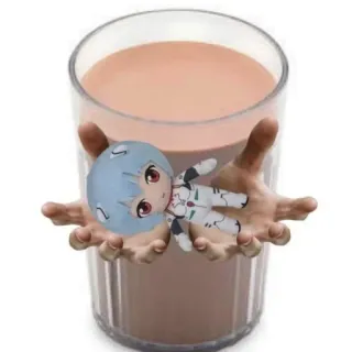 🥛 Rei Ayanami Neon Genesis Evangelion アニメ, 綾波レイ, エヴァンゲリオン, ちびキャラ, 飲み物, 可愛い telegram sticker