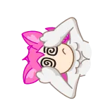 😵‍💫 アニメ, 目が回る, 漫画, アニメーション, ステッカー, ピンク, 猫 telegram sticker