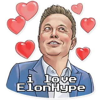 ❤️ Elon Musk I love ElonHype elon musk, coeurs, amour, mème, fan, portrait telegram sticker