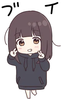 😃 ブイ Anime, Chica, Signo de la paz, Linda, Japonés telegram sticker