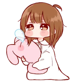 🍬 anime, girl, cute, chibi, kawaii, plush, sleepwear telegram sticker