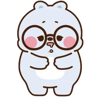 😓 gấu, hoạt hình, dễ thương, kính, đáng yêu, động vật telegram sticker