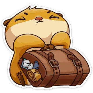 💼 Otter, Tier, niedlich, Koffer, Reisen, Cartoon telegram sticker