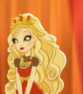 🙂 Apple White Ever After High Мультфильм, Девушка, Принцесса, Блондинка, Корона telegram sticker