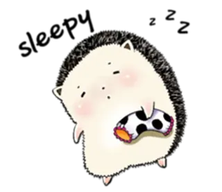 😴 晚安 animal, dessin animé, hérisson, bonne nuit, somnolent telegram sticker