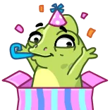 🥳 Chamäleon, Geburtstag, Party, Feier, Tier, Reptil telegram sticker