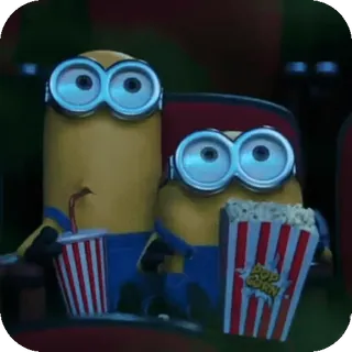 ๐ Minions Despicable Me minions, movie theater, popcorn, animated, comedy, funny, cinema telegram sticker