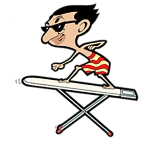 😎 Mr. Bean Dessin animé, Mr. Bean, Surf, Planche à repasser, Drôle, Comédie telegram sticker
