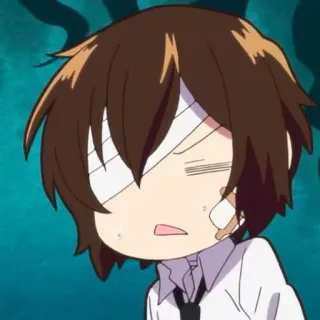 ☕️ Osamu Dazai Bungou Stray Dogs Аниме, Чиби, Бинты, Осаму Дазай, Bungou Stray Dogs telegram sticker