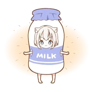 🌟 MILK latte, anime, gatto, carino, kawaii, cartoni animati whatsapp sticker