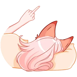 🖕 jari tengah, menyinggung, telinga rubah, gaya anime telegram sticker