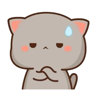 😞 cat, cute, peach, sweat, nervous whatsapp sticker